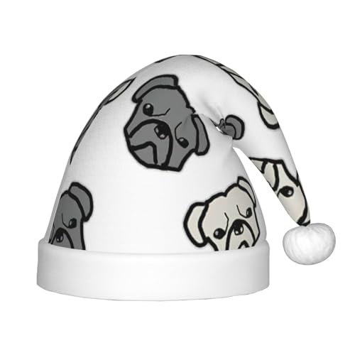 YQxwJL Weihnachtsmütze mit amerikanischer Bulldogge mit Kopfdruck, Weihnachtsmannmütze, Winterurlaubsmütze für Weihnachten, Party, Zubehör von YQxwJL