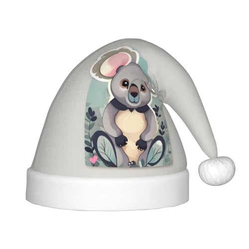 YQxwJL Weihnachtsmütze mit schönem Koala-Druck, Weihnachtsmann-Motiv, für Weihnachten, Party, Zubehör von YQxwJL