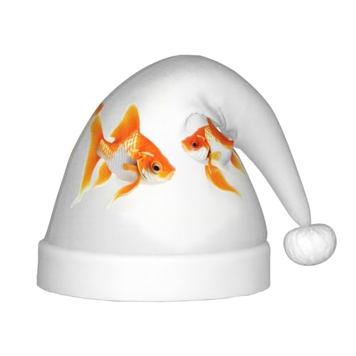 YQxwJL Weihnachtsmütze mit süßem Goldfisch-Druck, Weihnachtsmann-Motiv, für Weihnachten, Party, Zubehör von YQxwJL