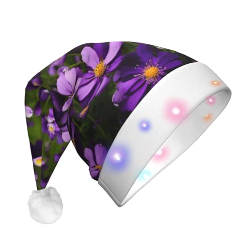 YQxwJL Weihnachtsmütze mit violettem Blumendruck, für Erwachsene, Weihnachtsmannmütze für Erwachsene, Damen, Herren YQxwJL Weihnachtsmütze mit violettem Blumendruck, für Erwachsene, Weihnachtsmannmütze für Erwachsene, Damen, Herren von YQxwJL