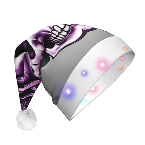 YQxwJL Weihnachtsmütze mit violetter Rose und Totenkopf-Aufdruck, für Erwachsene, Weihnachtsmannmütze für Erwachsene, Damen, Herren YQxwJL Weihnachtsmütze mit violetter Rose und Totenkopf-Aufdruck, für Erwachsene, Weihnachtsmannmütze für Erwachsene, Damen, Herren von YQxwJL