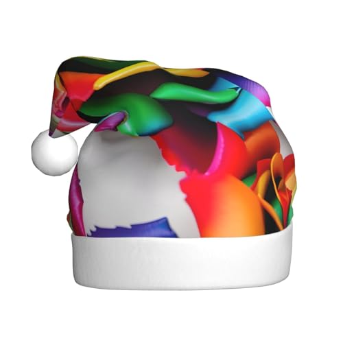 YQxwJL Weihnachtsschmuck mit Regenbogen-Rosen-Blumendruck, Plüsch-Weihnachtsmützen für Weihnachten, Urlaub, Partyzubehör YQxwJL Weihnachtsschmuck mit Regenbogen-Rosen-Blumendruck, Plüsch-Weihnachtsmützen für Weihnachten, Urlaub, Partyzubehör von YQxwJL