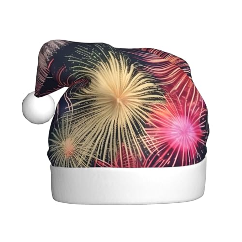 YQxwJL Wunderschöner Feuerwerk-Druck, Weihnachtsdekoration, Plüsch-Weihnachtsmannmützen für Weihnachten, Urlaub, Partyzubehör YQxwJL Wunderschöner Feuerwerk-Druck, Weihnachtsdekoration, Plüsch-Weihnachtsmannmützen für Weihnachten, Urlaub, Partyzubehör von YQxwJL
