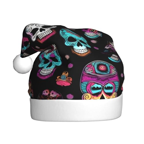 YQxwJL Zucker- und Totenkopf-Druck, Weihnachtsdekoration, Plüsch-Weihnachtsmützen für Weihnachten, Urlaub, Partyzubehör YQxwJL Zucker- und Totenkopf-Druck, Weihnachtsdekoration, Plüsch-Weihnachtsmützen für Weihnachten, Urlaub, Partyzubehör von YQxwJL