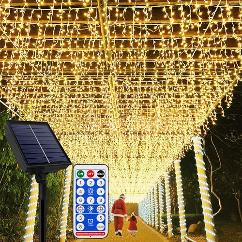 YRHome Solar Eisregen Lichterkette Außen 5m 200LEDs Weihnachtsbeleuchtung Regenkette Solar LED Lichterketten Warmweiß 8 modi Speicherfunktion mit Fernbedienung Timer für Weihnachten Halloween Hochzeit YRHome Solar Eisregen Lichterkette Außen 5m 200LEDs Weihnachtsbeleuchtung Regenkette Solar LED Lichterketten Warmweiß 8 modi Speicherfunktion mit Fernbedienung Timer für Weihnachten Halloween Hochzeit von YRHome