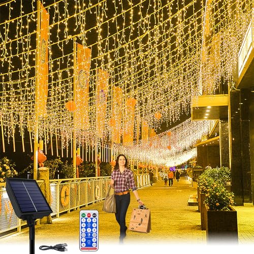 YRHome Solar Lichterkette Warmweiß Lichterkette Außen Weihnachtsdeko Outdoor Weihnachten Lichterkette Regenkette 10m 400LEDs 8 Modi Speicherfunktion Mit Fernbedienung Timer YRHome Solar Lichterkette Warmweiß Lichterkette Außen Weihnachtsdeko Outdoor Weihnachten Lichterkette Regenkette 10m 400LEDs 8 Modi Speicherfunktion Mit Fernbedienung Timer von YRHome
