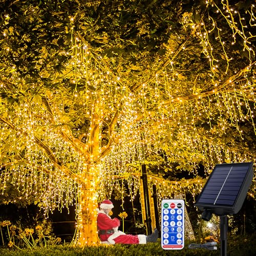YRHome Solar Lichterkette Warmweiß Lichterkette Außen Weihnachtsdeko Outdoor Weihnachten Lichterkette Regenkette 5m 200LEDs 8 Modi Speicherfunktion Mit Fernbedienung Timer YRHome Solar Lichterkette Warmweiß Lichterkette Außen Weihnachtsdeko Outdoor Weihnachten Lichterkette Regenkette 5m 200LEDs 8 Modi Speicherfunktion Mit Fernbedienung Timer von YRHome
