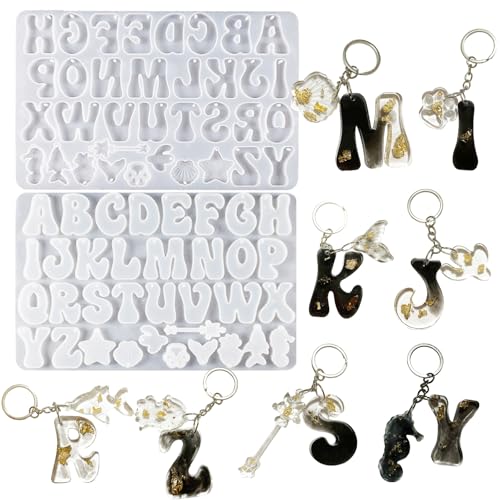 YRIHJIXQ Buchstaben Silikonform mit Löchern Alphabet Formen für Epoxidharz Silikonform Schlüsselanhänger Epoxidharz Set Anfänger von YRIHJIXQ