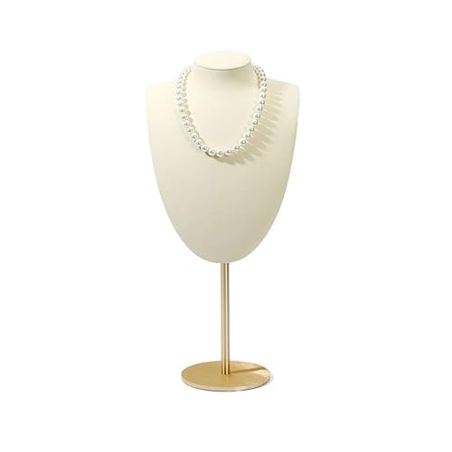 YRTAWEO32A Eleganter Halskette Display Rack Schmuck Shop Anhänger Rack Mode Mikrofaser Versenkbare Aluminium Legierung Fenster Schmuck Display Ständer Organizer(Weiß) von YRTAWEO32A