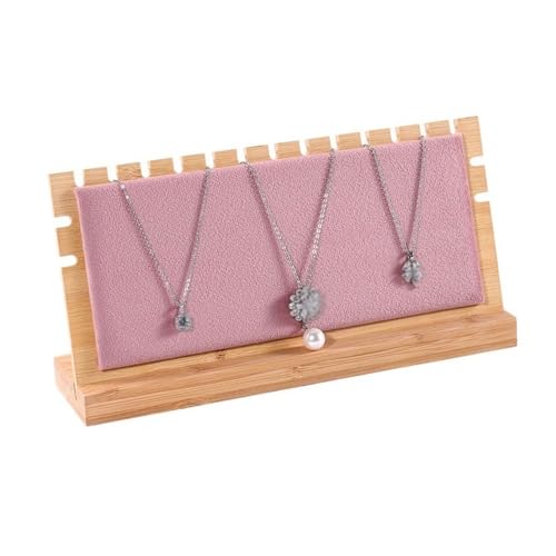 YRTAWEO32A Eleganter Holz Abnehmbare Halskette Display Rack Schmuck Hängen Rack Display Stand Stände Anhänger Organizer Schmuck Display Board Organizer(Pink) von YRTAWEO32A