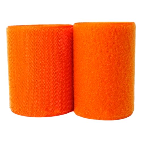100 mm Klettband for Aufnähen, nicht selbstklebende Nylonstreifen auf der Rückseite, Stoffverschluss, Verriegelungsband(Orange,100MM x 4 Yards) von YRTHFJTJ