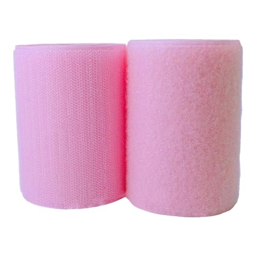 100 mm Klettband for Aufnähen, nicht selbstklebende Nylonstreifen auf der Rückseite, Stoffverschluss, Verriegelungsband(Pink,100MM x 3 Yards) von YRTHFJTJ