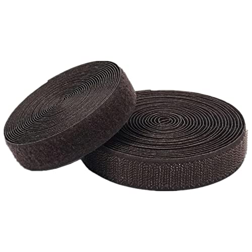 25 mm Klettband for Aufnähen, 25 Yards, nicht selbstklebende Nylonstreifen auf der Rückseite, Stoffverschluss, ineinandergreifendes Band(Coffee,25MM x 25 Yards) von YRTHFJTJ