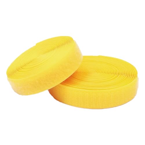 25 mm Klettband for Aufnähen, 25 Yards, nicht selbstklebende Nylonstreifen auf der Rückseite, Stoffverschluss, ineinandergreifendes Band(Yellow,25MM x 25 Yards) von YRTHFJTJ