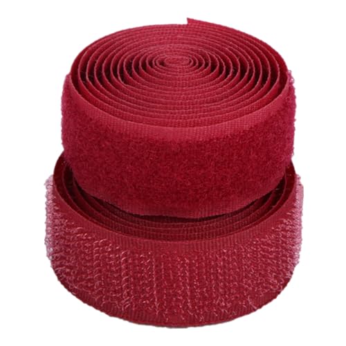 25 mm Klettband for Aufnähen, nicht selbstklebende Nylon-Stoffstreifen for Kleidung, Schuhe, Basteln(Dark Red,25MM x 10 Yards) von YRTHFJTJ