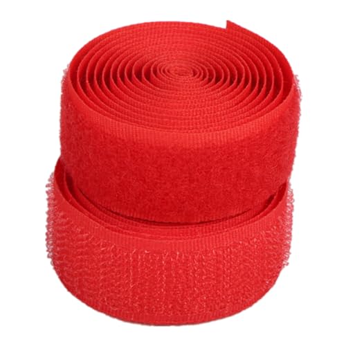 25 mm Klettband for Aufnähen, nicht selbstklebende Nylon-Stoffstreifen for Kleidung, Schuhe, Basteln(Red,25MM x 5 Yards) von YRTHFJTJ
