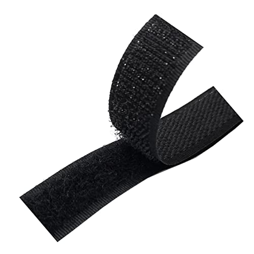 25 mm Klettband for Aufnähen, nicht selbstklebende Nylonstreifen auf der Rückseite, Stoffverschluss, ineinandergreifendes Band(Black,25MM x 5 Yards) von YRTHFJTJ