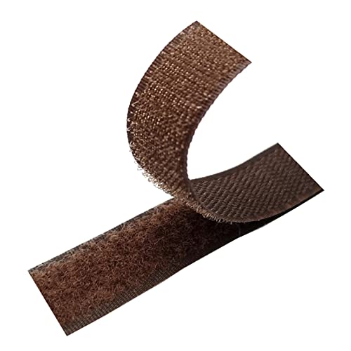 25 mm Klettband for Aufnähen, nicht selbstklebende Nylonstreifen auf der Rückseite, Stoffverschluss, ineinandergreifendes Band(Coffee,25MM x 5 Yards) von YRTHFJTJ