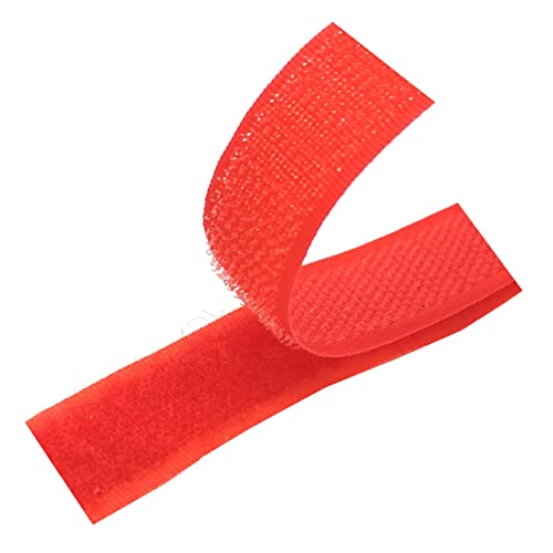 25 mm Klettband for Aufnähen, nicht selbstklebende Nylonstreifen auf der Rückseite, Stoffverschluss, ineinandergreifendes Band(Red,25MM x 10 Yards) von YRTHFJTJ