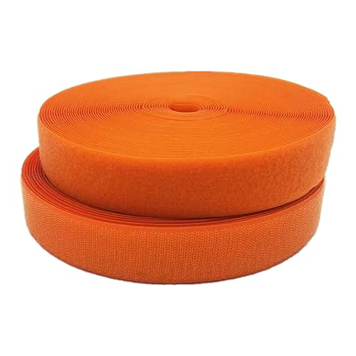 38 mm Klettband for Aufnähen, nicht selbstklebende Nylonstreifen auf der Rückseite, Stoffverschluss, ineinandergreifendes Band(Orange,38MM x 5 Yards) von YRTHFJTJ