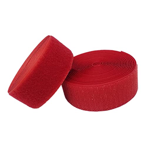 50 mm Klettband for Aufnähen, nicht selbstklebende Nylon-Stoffstreifen for Kleidung, Schuhe, Basteln(Red,50MM x 8 Yards) von YRTHFJTJ