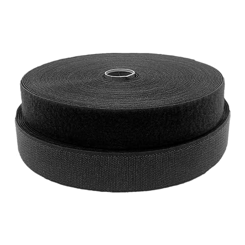 50 mm Klettband for Aufnähen, nicht selbstklebende Nylonstreifen auf der Rückseite, Stoffverschluss, ineinandergreifendes Band(Black,50MM x 2 Yards) von YRTHFJTJ