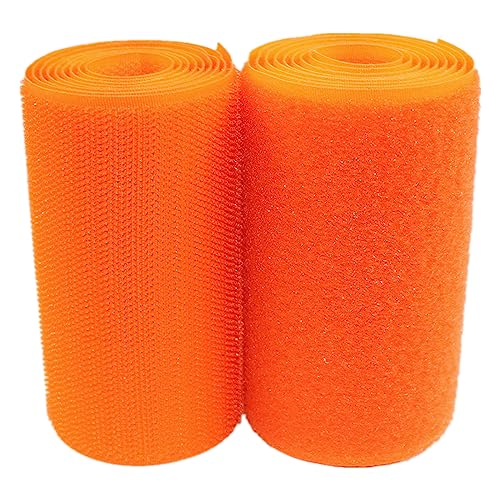 Klettband, 100 mm, for Aufnähen, mit nicht selbstklebendem Nylongewebeverschluss auf der Rückseite(Orange,100MM x 5 Yards) von YRTHFJTJ