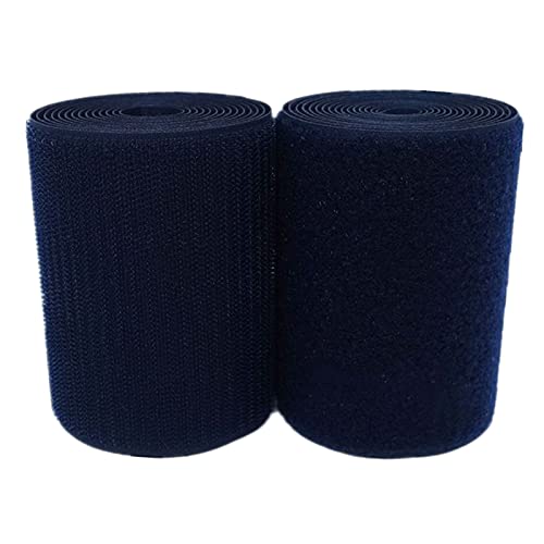 Klettband for Aufnähen, 100 mm, nicht selbstklebende Rückseite, Nylonstreifen, Stoffverschluss(Dark Blue,100MM x 3 Yards) von YRTHFJTJ