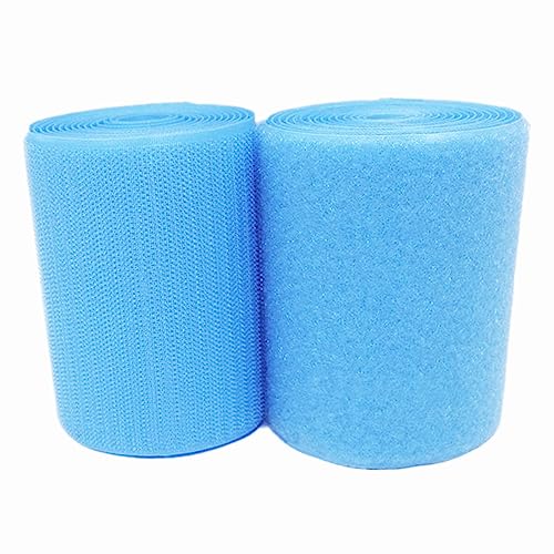 Klettband for Aufnähen, 100 mm, nicht selbstklebende Rückseite, Nylonstreifen, Stoffverschluss(Light Blue,100MM x 5 Yards) von YRTHFJTJ