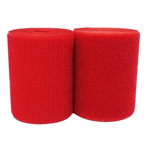 Klettband for Aufnähen, 100 mm, nicht selbstklebende Rückseite, Nylonstreifen, Stoffverschluss(Red,100MM x 5 Yards) von YRTHFJTJ