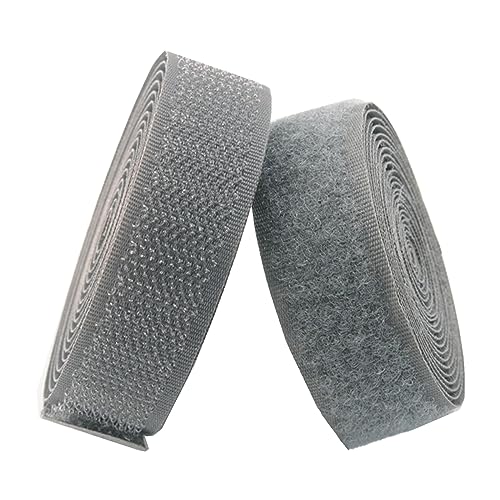 Klettband for Aufnähen, 20 mm 25 mm breit, nicht selbstklebend, Nylon-Nähstreifen for Aufnähen, Verschluss for Kleidung, Stoffreparatur und Säumen(Gray,20MM x 5 Yards) von YRTHFJTJ