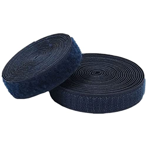 Klettband for Aufnähen, 20 mm 25 mm breit, nicht selbstklebend, Nylon-Nähstreifen for Aufnähen, Verschluss for Kleidung, Stoffreparatur und Säumen(Navy Blue,20MM x 10 Yards) von YRTHFJTJ