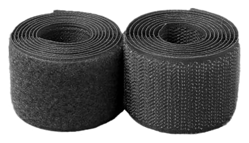 Klettband for Aufnähen, 25 mm, Rückseite nicht selbstklebend, Nylonstreifen, Stoffverschluss-Klebeband for Kleidung, Bastelarbeiten, Nähprojekte rund ums Haus und Büro(Black,25MM x 10 Yards) von YRTHFJTJ