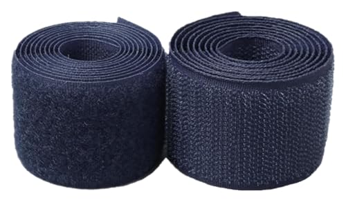 Klettband for Aufnähen, 25 mm, Rückseite nicht selbstklebend, Nylonstreifen, Stoffverschluss-Klebeband for Kleidung, Bastelarbeiten, Nähprojekte rund ums Haus und Büro(Navy Blue,25MM x 5 Yards) von YRTHFJTJ