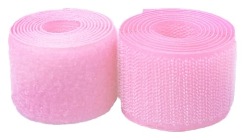 Klettband for Aufnähen, 25 mm, Rückseite nicht selbstklebend, Nylonstreifen, Stoffverschluss-Klebeband for Kleidung, Bastelarbeiten, Nähprojekte rund ums Haus und Büro(Pink,25MM x 25 Yards) von YRTHFJTJ