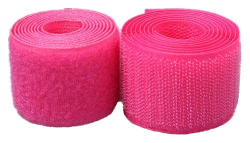 Klettband for Aufnähen, 25 mm, Rückseite nicht selbstklebend, Nylonstreifen, Stoffverschluss-Klebeband for Kleidung, Bastelarbeiten, Nähprojekte rund ums Haus und Büro(Rose Red,25MM x 5 Yards) von YRTHFJTJ