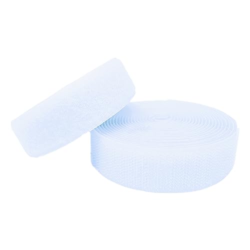 Klettband for Aufnähen, 25 mm, nicht selbstklebende Rückseite, Nylonstreifen, Stoffverschluss(White,25MM x 5 Yards) von YRTHFJTJ