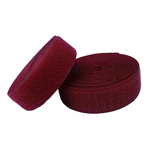 Klettband for Aufnähen, 25 mm, nicht selbstklebende Rückseite, Nylonstreifen, Stoffverschluss(Wine,25MM x 5 Yards) von YRTHFJTJ