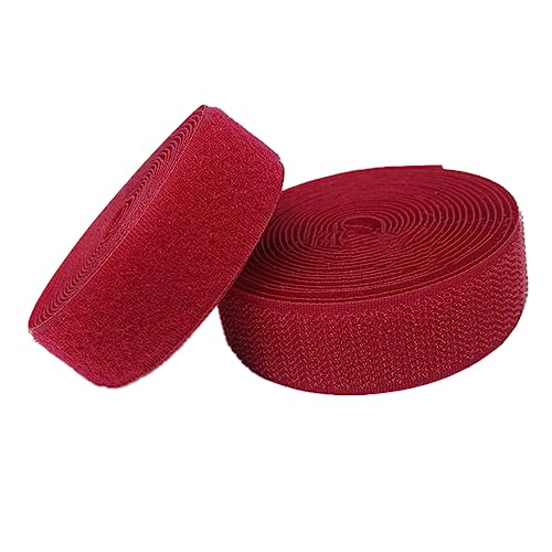 Klettband for Aufnähen, 25 mm, nicht selbstklebender Nylonstreifenverschluss(Dark Red,25MM x 10 Yards) von YRTHFJTJ