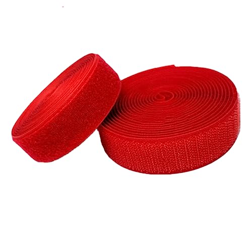 Klettband for Aufnähen, 25 mm, nicht selbstklebender Nylonstreifenverschluss(Red,25MM x 10 Yards) von YRTHFJTJ
