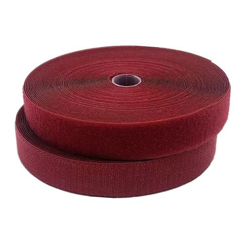 Klettband for Aufnähen, 25 mm breit, nicht selbstklebende Nylon-Nähstreifen for Aufnähen for Kleidung, Stoffreparatur und Säumen(Dark Red,25MM x 10 Yards) von YRTHFJTJ