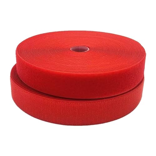 Klettband for Aufnähen, 25 mm breit, nicht selbstklebende Nylon-Nähstreifen for Aufnähen for Kleidung, Stoffreparatur und Säumen(Red,25MM x 25 Yards) von YRTHFJTJ