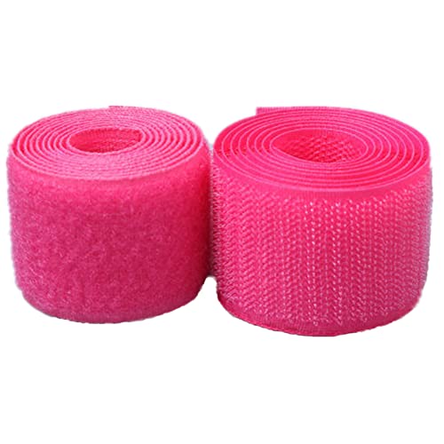 Klettband for Aufnähen, 25 mm breit, nicht selbstklebende Nylonstreifen auf der Rückseite, Stoffverschluss, ineinandergreifendes Band(Rose Red,25MM x 25 Yards) von YRTHFJTJ