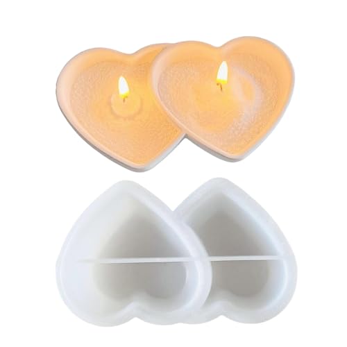 Doppelherz silikonform Gießform, Schmuckschalenform Silikonformen für Kerzen silikon gießform Epoxidharz Formen Herz Heimdekorationen Für Hochzeit Gips Handwerk, 14.7x8.6x2.5cm von YRTUOP