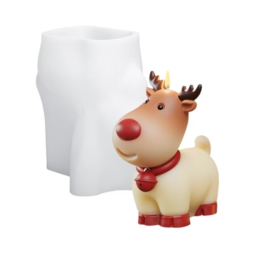 Silikonform Gießformen Elch, Weihnachten Silikonform Kerzenhalter Gipsformen Zum Gießen Elch Weihnachten Epoxidharz Formen Heimdekoration Für Sojawachs Kerzen, Seife, Gips, Handwerk von YRTUOP