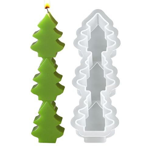 Silikonformen Gießformen Weihnachten, 3-fach Weihnachtsmann Tannenbaum Elch Silikonform Weihnachten Giessformen Gipsformen Zum Gießen Epoxidharz Formen Harzformen Für Sojawachs Kerzen, Seife von YRTUOP