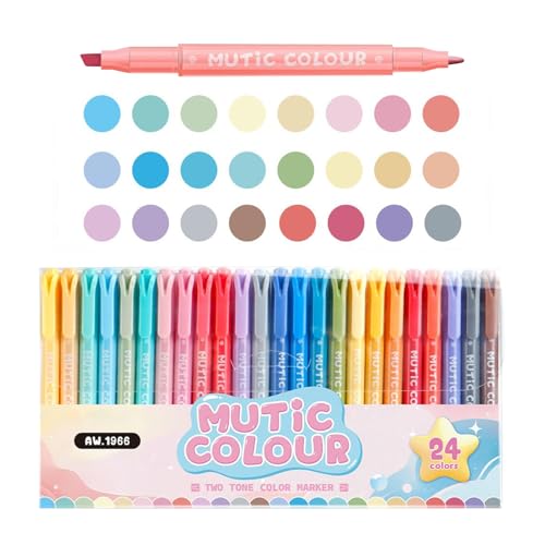 YRTUOP Highlighter Set - 24 Fluoreszierende Textmarker In Verschiedenen Farben | Doppelspitze Marker Zubehör für Schüler Lehrer Unterricht Büro Zuhause Studium YRTUOP Highlighter Set - 24 Fluoreszierende Textmarker In Verschiedenen Farben | Doppelspitze Marker Zubehör für Schüler Lehrer Unterricht Büro Zuhause Studium von YRTUOP