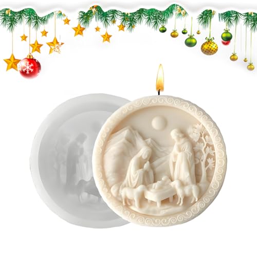 YRTUOP Krippenform | Jesus Geburt Fondantformen - 3D Runde Silikon Form Einfache Entformung Weihnachtsform Für Gips Seife Schokolade Fondant Backen Epoxidharz Gips Bastelprojekte von YRTUOP