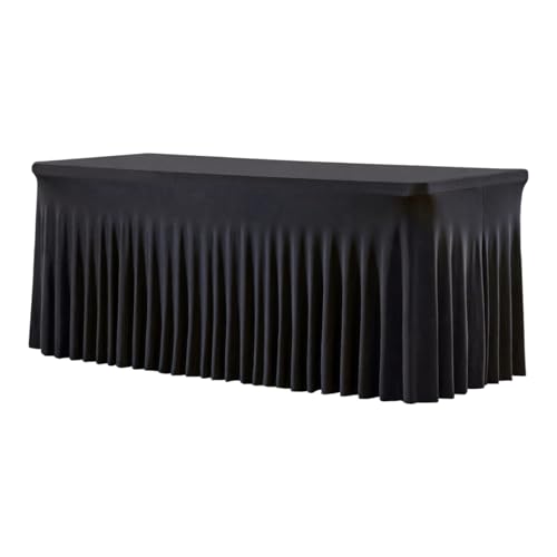 YRTUOP Rechteckige Tischgirlande - Halloween | 183 cm Schwarze Plissee Tischdecke Deko Für Party Halloween Bankett Baby Shower Weihnachten von YRTUOP