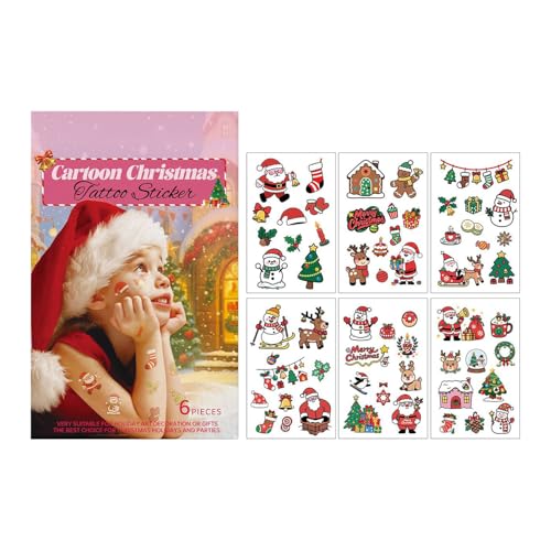 YRTUOP Temporäre Sticker Kinder,6 Stücke Weihnachts Augen Sticker Set - Strumpfbehälter Cartoon Aufkleber Santa Rentier Schneeflocke für Arm Augen Körper Party Deko Kinder YRTUOP Temporäre Sticker Kinder,6 Stücke Weihnachts Augen Sticker Set - Strumpfbehälter Cartoon Aufkleber Santa Rentier Schneeflocke für Arm Augen Körper Party Deko Kinder von YRTUOP